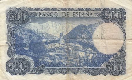 Espagne 500 Pesetas - Jacinto Verdaguer - Village de montagne - 1971 - Série N - 1F