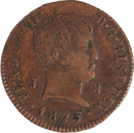 Espagne 8 Maravedis Ferdinand VII - Armoiries - 1825