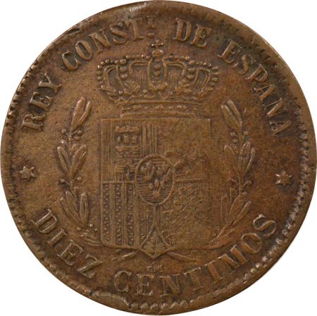 Espagne Alphonse XII - 10 Centimos, Contrefaçon - 1877