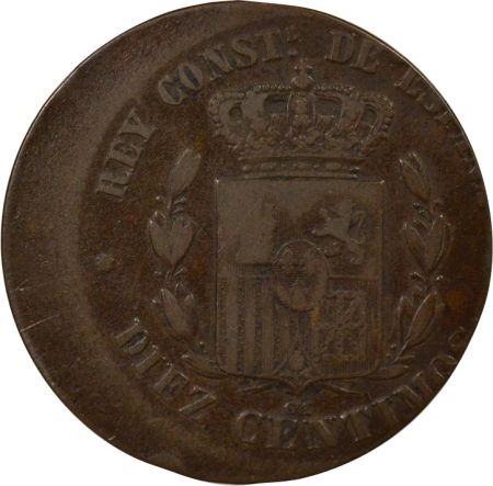 Espagne Alphonse XII - 10 Centimos, Fautée - 1879 Barcelone