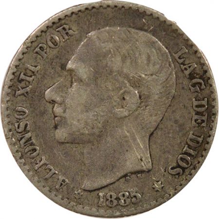 Espagne Alphonse XII - 50 Centimos Argent - 1885 Madrid