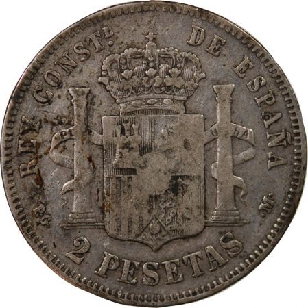 Espagne ESPAGNE  ALPHONSE XIII - 2 PESETAS ARGENT 1893 PGM