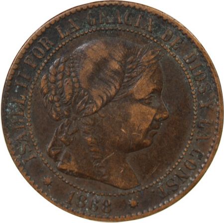 Espagne ESPAGNE, ISABELLE II - 2 1/2 CENTIMOS 1868 OM BARCELONE