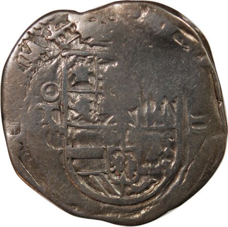 Espagne ESPAGNE  PHILIPPE II  III  IV - COB 2 REALES ARGENT 1555 / 1565 TOLEDE - MONNAIE DE PIRATE