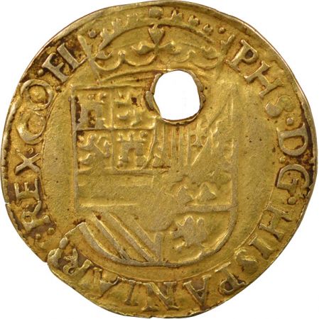 Espagne Flandre, Philippe II - 1/2 Real d\'Or - 1559 / 1567 Bruges, Percé