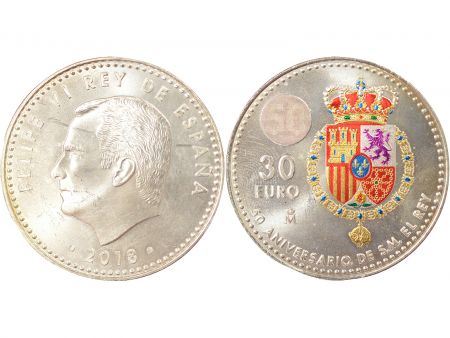 Espagne Philippe VI - 30 Euros Argent, 50e Anniversaire - 2018 Madrid