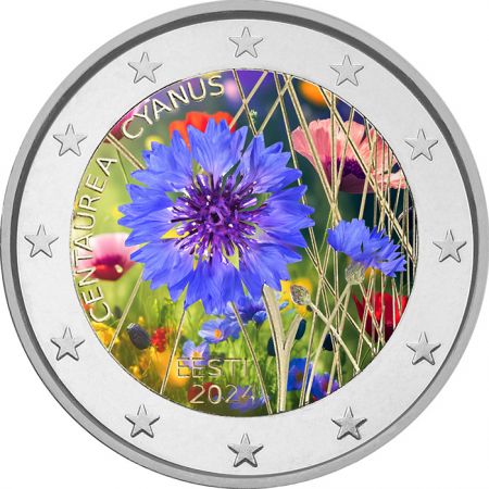 Estonie 2 Euros Commémo. 2024 - Le Bleuet - colorisé