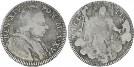 Etat Pontifical 1/5 Scudo Benoît XIV- La Vierge Marie - MDCCLIV 1754