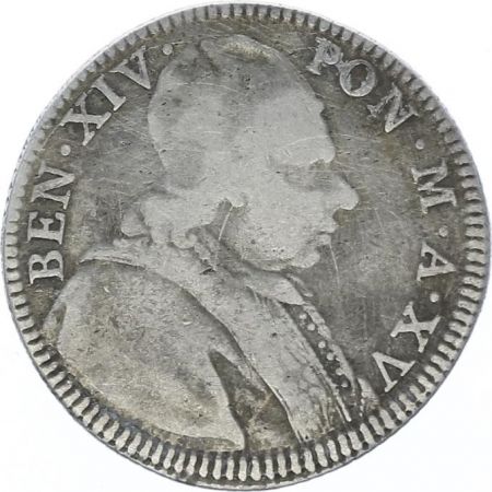 Etat Pontifical 1/5 Scudo Benoît XIV- La Vierge Marie - MDCCLIV 1754