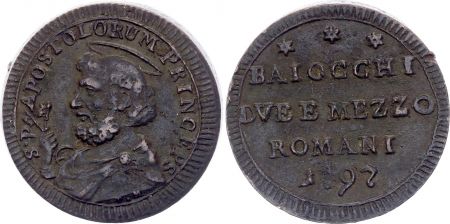 Etat Pontifical 2 1/2 Baiocchi Ascoli - Saint Pierre - 1797