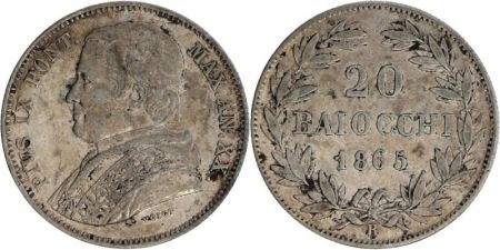 Etat Pontifical 20 Baiocchi Pie IX - 1865