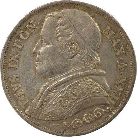 Etat Pontifical Pie IX - 2 Lire Argent, An XXII - 1867 Rome