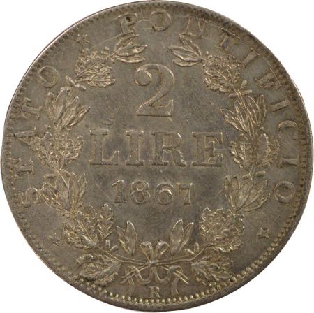 Etat Pontifical Pie IX - 2 Lire Argent, An XXII - 1867 Rome