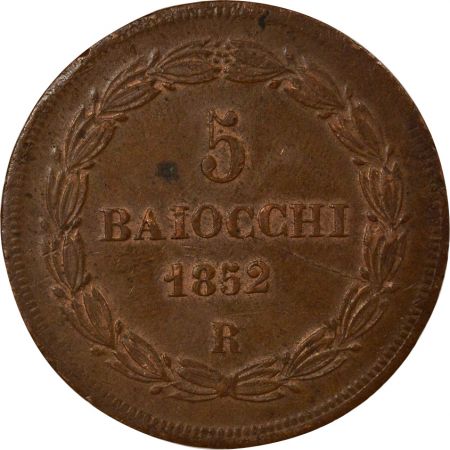 Etat Pontifical Pie IX - 5 Baiocchi - 1852 R Rome An VII