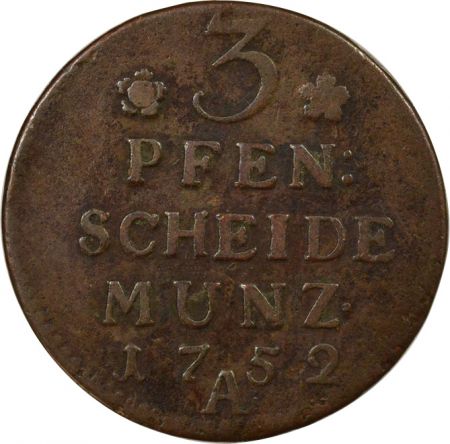 Etats Allemands (Prusse) Frédéric II  - 3 Pfennig - 1752 A Berlin