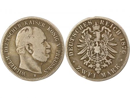 Etats Allemands (Prusse) Guillaume I - 2 Mark Argent - 1876 B Hanovre