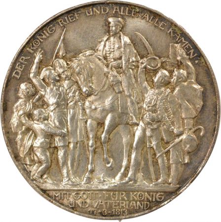 Etats Allemands (Prusse) Prusse, Guillaume II - 3 Mark Argent, Déclaration de Guerre - 1913 A Berlin