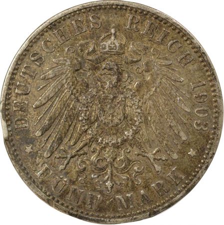 Etats Allemands (Prusse) Prusse, Guillaume II - 5 Mark Argent - 1903 A Berlin