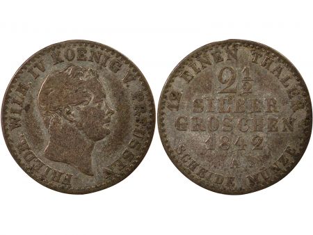 Etats Allemands (Prusse) Roy. de Prusse, Frédéric-Guillaume IV - 2 1/2 Groschen - 1842 A Berlin