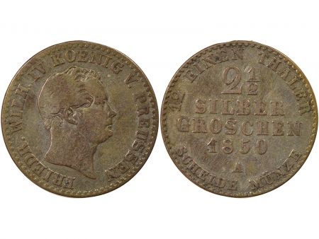 Etats Allemands (Prusse) Roy. de Prusse, Frédéric-Guillaume IV - 2 1/2 Groschen - 1850 A Berlin