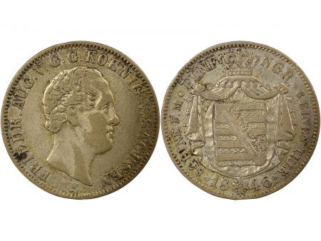 Etats Allemands (Saxe) Frédéric-Auguste II - 1/6 Thaler Argent - 1846 F Stuttgart