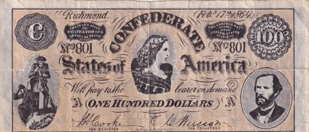 Etats Confédérés d\'Amérique FAUX 100 Dollars - 17-02-1864