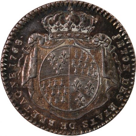 ETATS DE BRETAGNE  LOUIS XV  JETON ARGENT 1768 RENNES