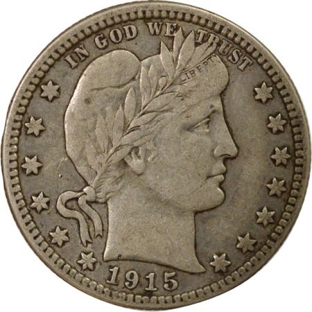 Etats Unis d\'Amérique 25 Cents Argent, Barber Quarter - 1915 D Denver