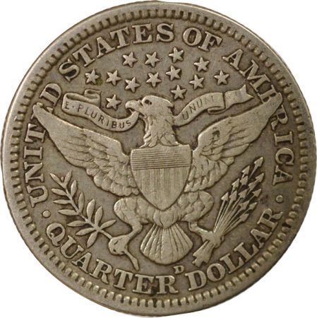 Etats Unis d\'Amérique 25 Cents Argent, Barber Quarter - 1915 D Denver