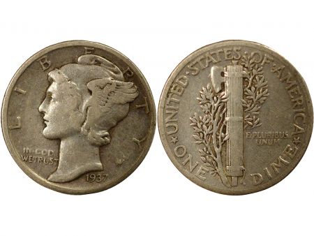 Etats Unis d\'Amérique Dime Argent, Mercury - 1937 Philadelphie