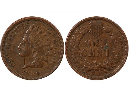 Etats Unis d\'Amérique USA - 1 CENT Indian Head\  1890 PHILADELPHIE\ 