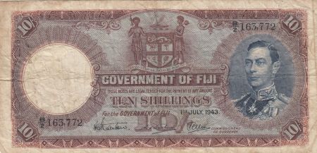 Fidji 10 Shillings - George VI - 1943 - Série B.2