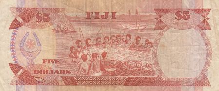 Fidji 5 dollars - Elisabeth II - Fidjiens - Série B/1 - 1992