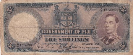 Fidji 5 Shillings George VI - 1938 - Série B.2