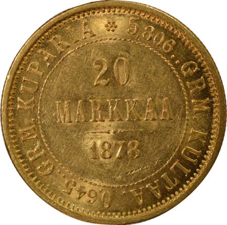 Finlande Alexandre II - 20 Markkaa Or, sous Occupation Russe - 1878 S Helsinki