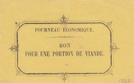 Fourneau économique, bon pour une portion de viande - 1848