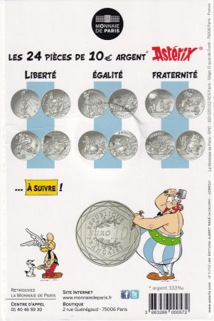 France - Monnaie de Paris 10 Euros Argent - Astérix et Obélix - Fraternité - Astérix chez les bretons - 2015