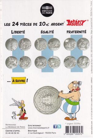 France - Monnaie de Paris 10 Euros Argent - Astérix et Obélix - Liberté - Astérix chez les bretons - 2015