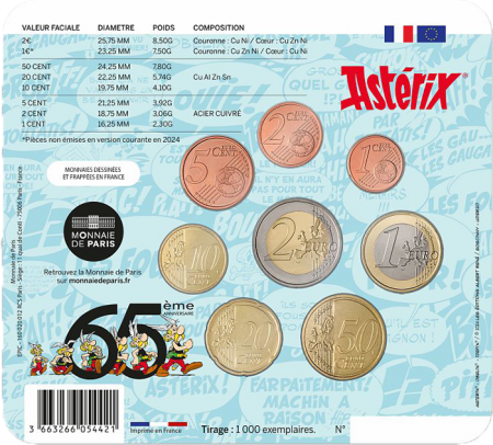 France - Monnaie de Paris 65 ans d\'Astérix - Miniset  BU 2024 (MDP) avec Nouvelles Faces