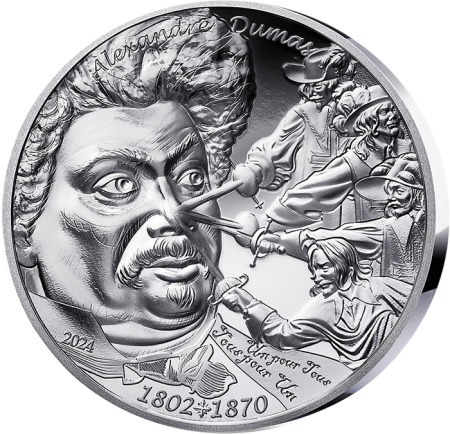 France - Monnaie de Paris Alexandre Dumas - Art de la Plume - 20 Euros Argent Haut Relief BE 2024