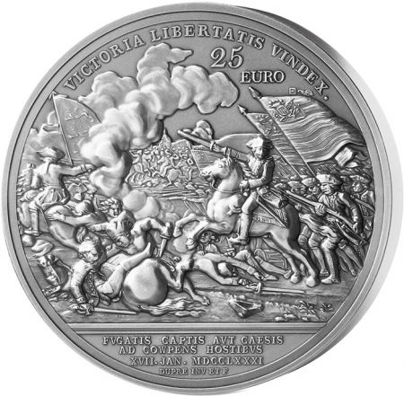 France - Monnaie de Paris Bataille de Cowpens - indépendance des USA - 25 Euros Argent BE 2024 Haut Relief et patine