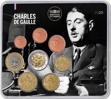 France - Monnaie de Paris De Gaulle - Miniset  BU FRANCE 2020 (MDP) - comprend la 2  commémorative 2020