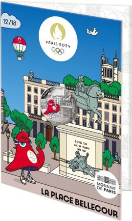 France - Monnaie de Paris La Place Bellecour - 10 Euros Argent Couleur 2024 (MDP) - La France accueille les Jeux - Mascottes Par