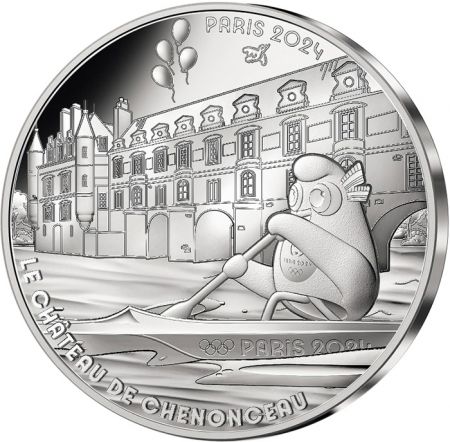 France - Monnaie de Paris Le Château de Chenonceau - 10 Euros Argent 2024 (MDP) - La France accueille les Jeux - Mascottes Paris