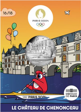 France - Monnaie de Paris Le Château de Chenonceau - 10 Euros Argent 2024 (MDP) - La France accueille les Jeux - Mascottes Paris