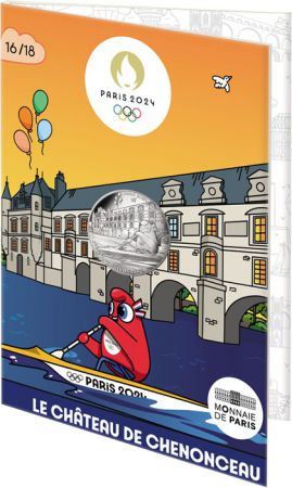 France - Monnaie de Paris Le Château de Chenonceau - 10 Euros Argent 2024 (MDP) - La France accueille les Jeux - Mascottes Paris