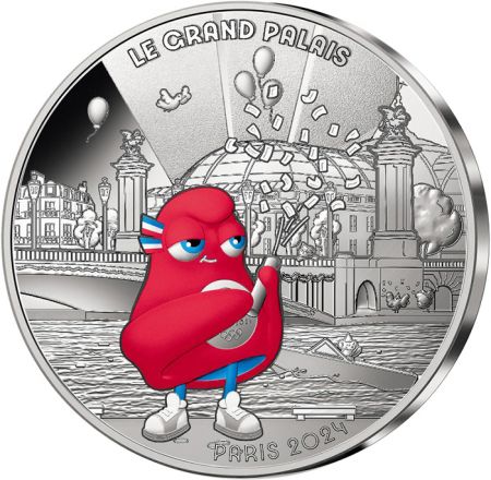 France - Monnaie de Paris Le Grand Palais - 10 Euros Argent Couleur 2024 (MDP) - La France accueille les Jeux - Mascottes Paris 