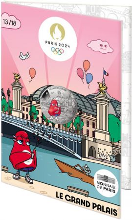 France - Monnaie de Paris Le Grand Palais - 10 Euros Argent Couleur 2024 (MDP) - La France accueille les Jeux - Mascottes Paris 