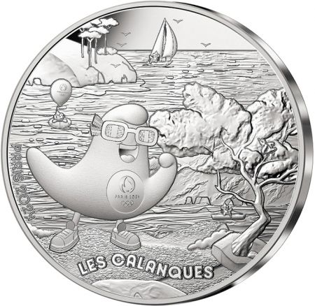 France - Monnaie de Paris Les Calanques - 10 Euros Argent 2024 (MDP) - La France accueille les Jeux - Mascottes Paris 2024 - Vag