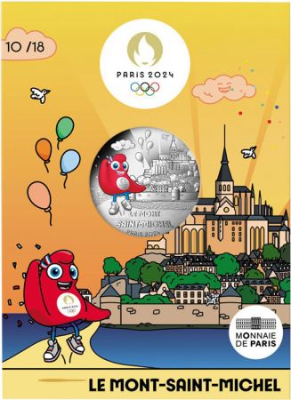 France - Monnaie de Paris Mont Saint-Michel - 10 Euros Argent Couleur 2024 (MDP) - La France accueille les Jeux - Mascottes Pari